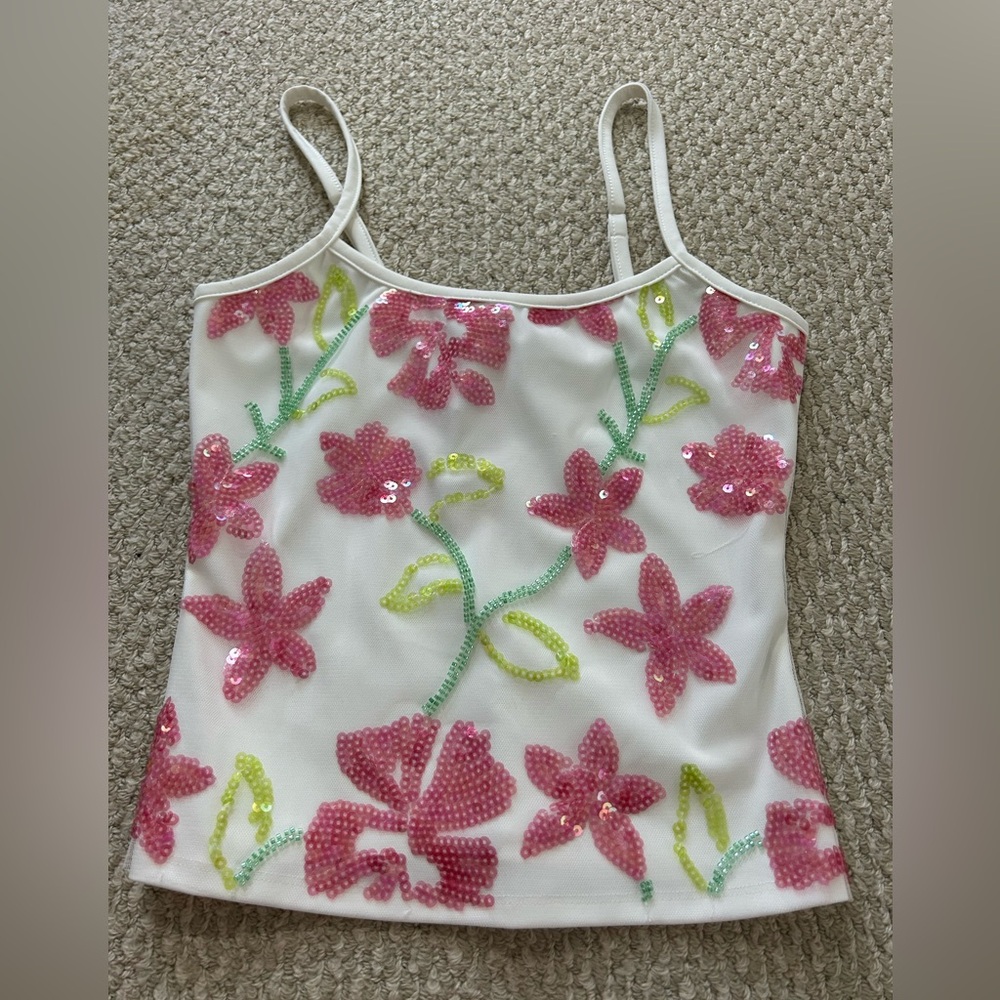 Edited Y2K inspired Floral Sequin Tank Top
